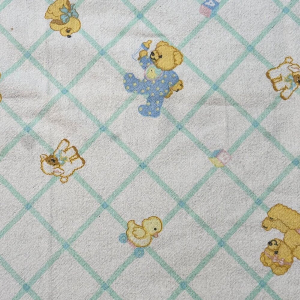 VTG Beacon Baby Receiving Blanket Duck‎ Teddy Bear Blocks Print Pink Blue Green
